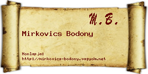 Mirkovics Bodony névjegykártya